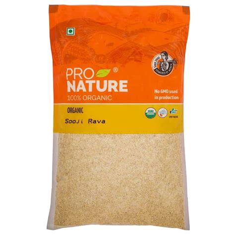 Pro Nature - 100% Organic Sooji / Rava (Whole Wheat) - 500g - Wellcurve