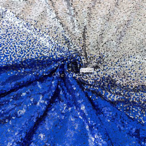 Dazzling Royal Blue and Silver Ombre Sequin Fabric - OneYard