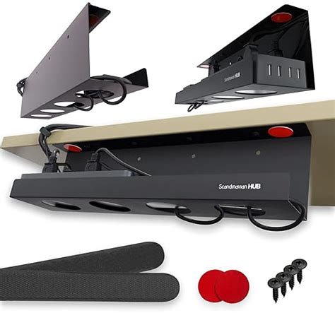 Under Desk Cable Management Tray - No Drill Organizer for Glass and ...