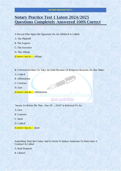 Image result for Notary Test Samples