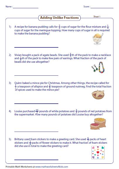 Addition Simple Word Problems On Fractions Worksheet 的图像结果