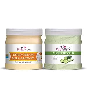 Buy Pink Root Cucumber Scrub 500ML with Milk & Honey Cold Cream 500ml ...