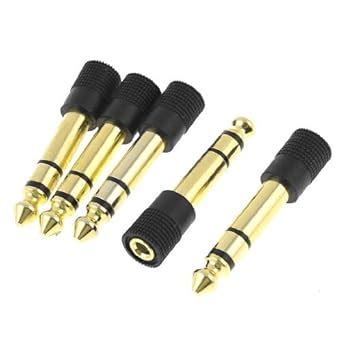 Alcoa Prime5 Pcs Gold Tone Stereo 6.35mm Male Plug to 3.5mm Female Jack ...