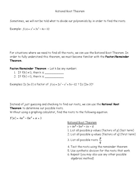 Image result for Rational Zero Theorem Worksheet