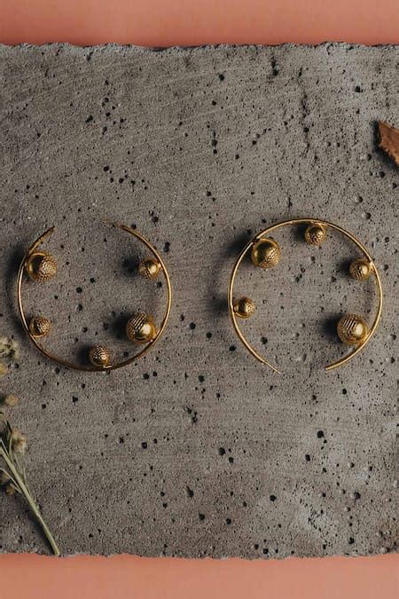 Buy Gold Plated Handcrafted Filigree Hoops by The Slow Studio Online at ...