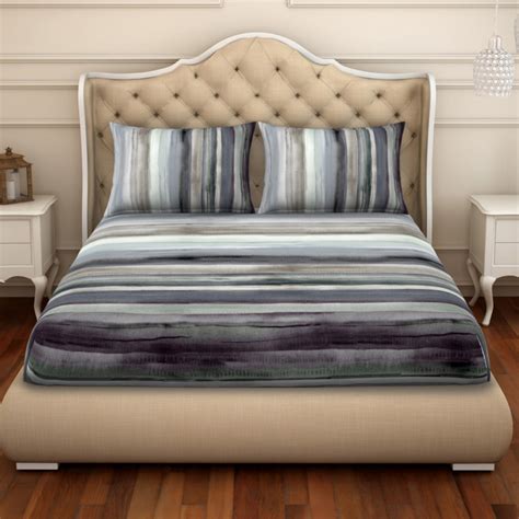 Buy SPACES Bamboo Charcoal Striped 3-Piece Bedsheet Set - 274 x 274 cm ...