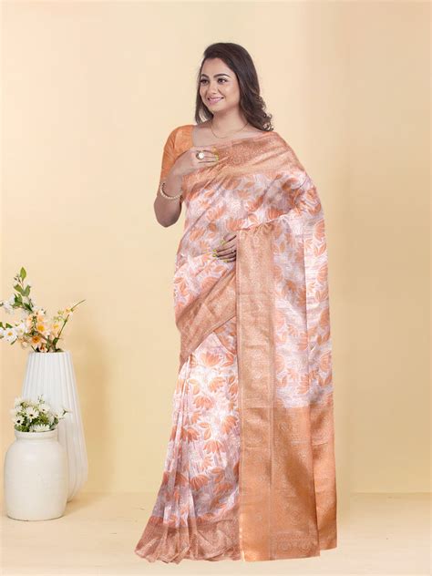 Women Orange Art Silk Saree ASS128