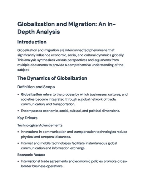 Globalization and Migration: An In-Depth Analysis (GLOB 101) - Studocu