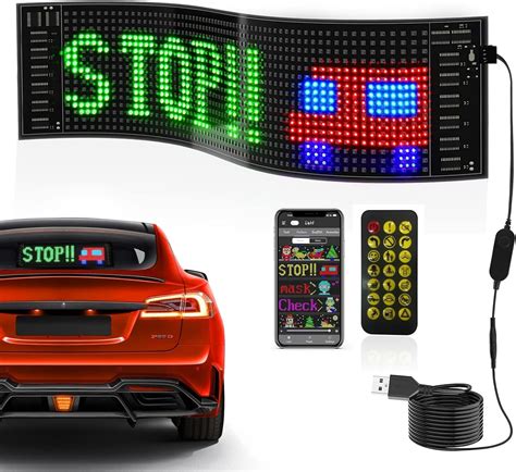 SHOPONIL Car LED Sign, Led Sticker Light for Car, Bluetooth App Control ...