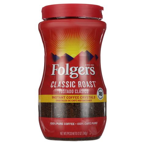 Buy Folgers Classic Roast Instant Coffee Crystals, 12 Ounce Easy-Open ...