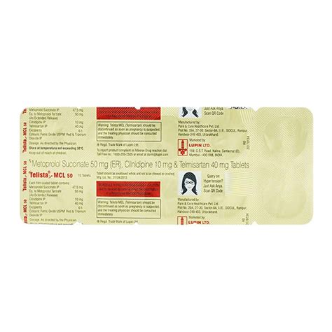 Telista Mcl 50mg Strip Of 10 Tablets: Uses, Side Effects, Price ...