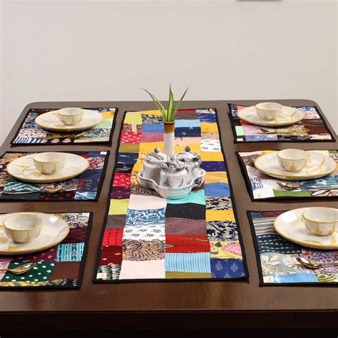 Multicolor Handcrafted Fusion Table Runner Set (Set of 7)