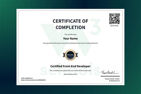 Frontend Development Certification — W3Schools.com
