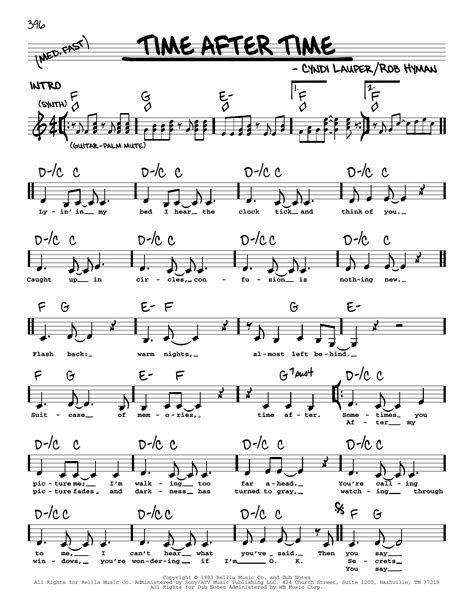 Time After Time by Cyndi Lauper Sheet Music for Real Book – Melody ...