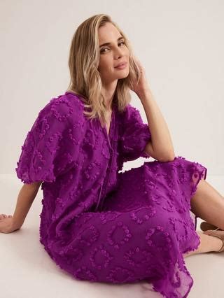 Phase Eight Bella Textured Midi Dress, Mid Purple