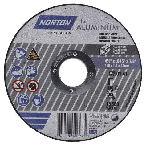 NORTON, Type 1, 4 1/2" x 0.045" x 7/8", Cut-Off Wheel - 808CR7 ...