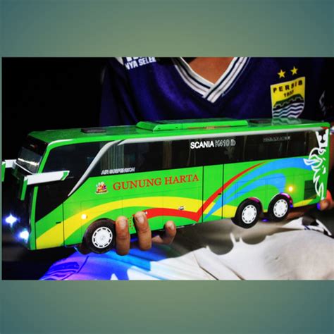 Jual Miniatur Bus Miniatur Bis Gunung Harta Tronton full lampu led ...