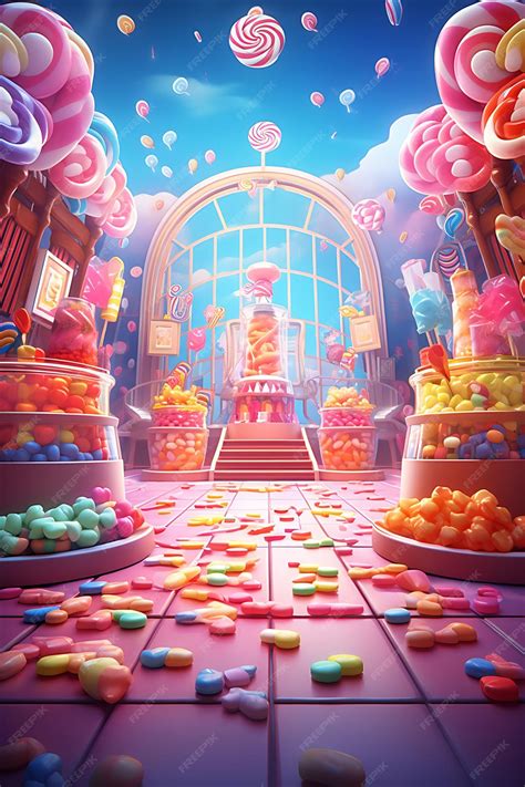 Premium AI Image | Backdrop of Candy Shop Backdrop Candy Jars Lollipop ...