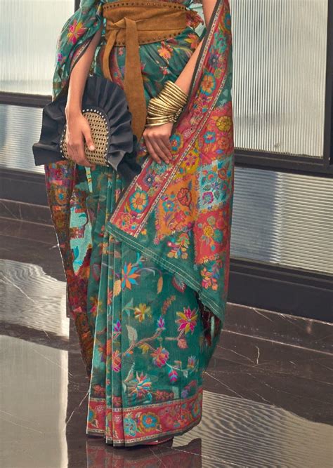 Kashmiri Jamawar Silk Pashmina Wedding Saree Online Shopping India USA ...