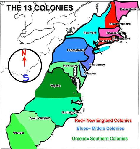 Thirteen Original Colonies Map Printable