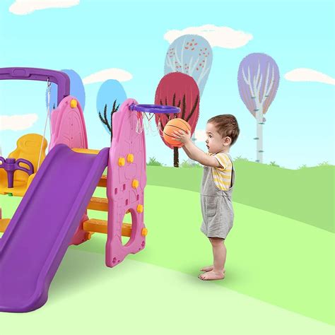Buy Uenjoy 4-in-1 Slide and Swing Set for Toddlers, with Indoor Outdoor ...