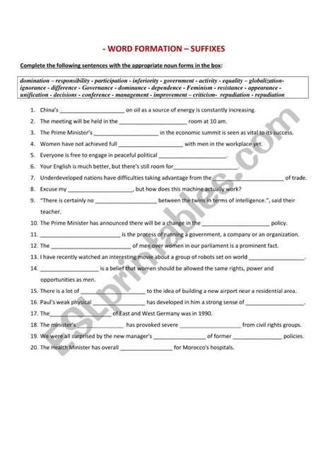 Word Formation Process Exercise 的图像结果