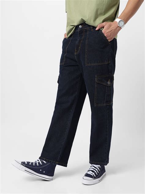 Shop Men's Blue Loose Baggy Fit Cargo Jeans with 6 Pockets – Urbano Fashion