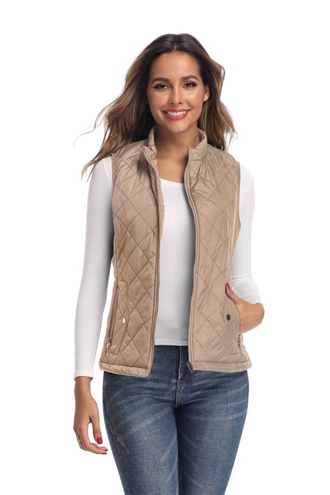 Art3d Women's Lightweight Padded Vest with Stand Collar, Zip Pockets ...