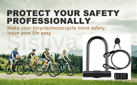 Sisliya Bike U-Lock with Keys, Bike U-Shaped Lock Durable Steel Bicycle ...
