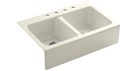 Kohler K-6534-4-47 Hawthorne 33" Double Basin Tile-In Enameled Cast ...