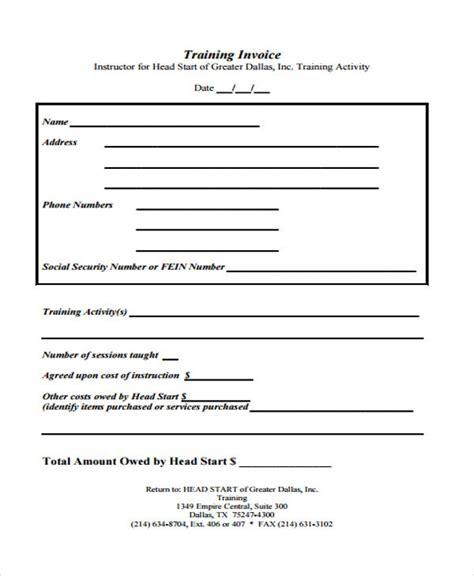 Image result for Training Invoice Sample
