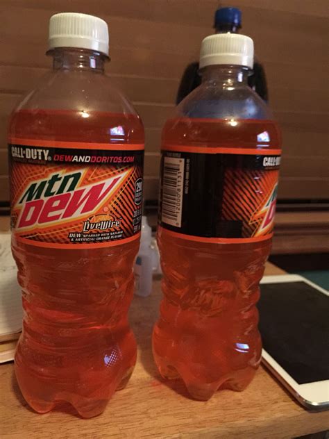 Mountain Dew Live Wire Orange and Red Bottles