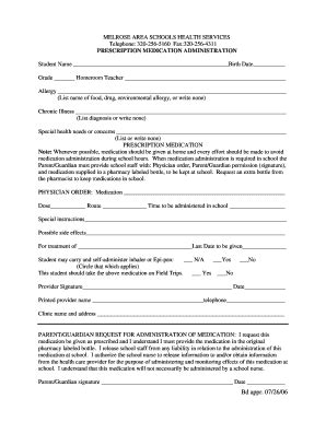 Fillable Online Student medication forms.doc Fax Email Print - pdfFiller