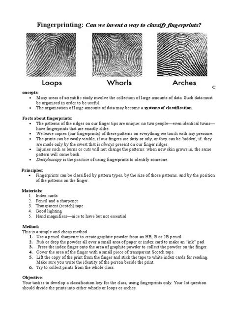 Image result for Fingerprint Matching Worksheet