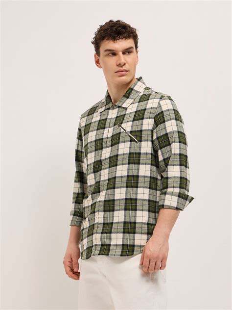 Shop Multi-Color Tartan Checked Flannel Shacket with Zipper Closure ...