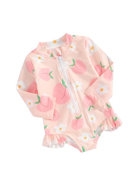 JYYYBF Baby Girl Swimwear Summer Fruit Print Ruffle Long Sleeves ...