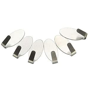 6 Stainless Steel Stick Sticky On Door Wall Peg Hanger Holder D4B3 ...