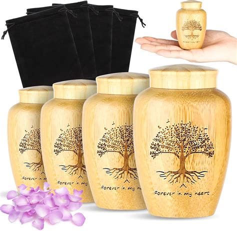 Amazon.com: Beeveer 4 Sets Small Urn for Human Ashes Mini Urns with Tree Pattern Engraved ...