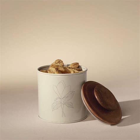 Esana Metal Canister with Wooden Lid - Eggshell - Stylish & Functional ...