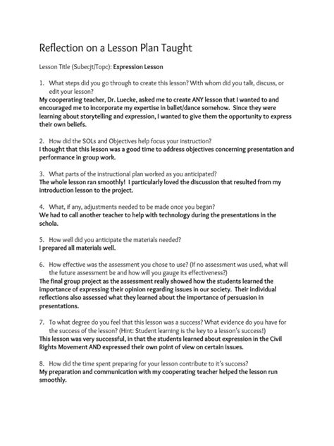 Image result for Lesson Plan Reflection