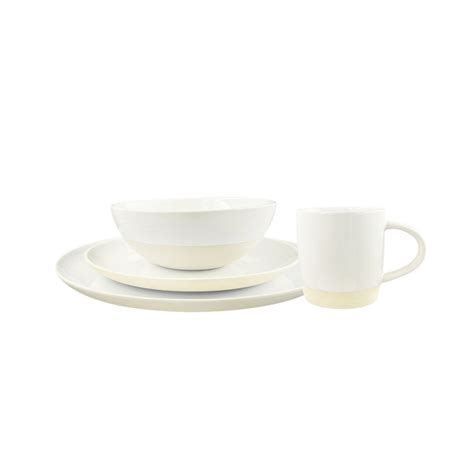 canvas home Shell Bisque White Porcelain 4 Piece Dinnerware Set Service ...