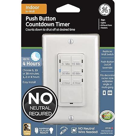 General Electric GE Push Button Digital In-Wall Countdown Timer ...