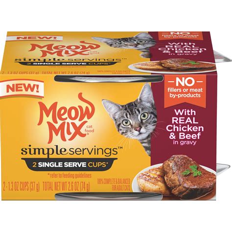 Meow Mix Simple Servings With Real Chicken And Beef In Gravy Wet Cat ...