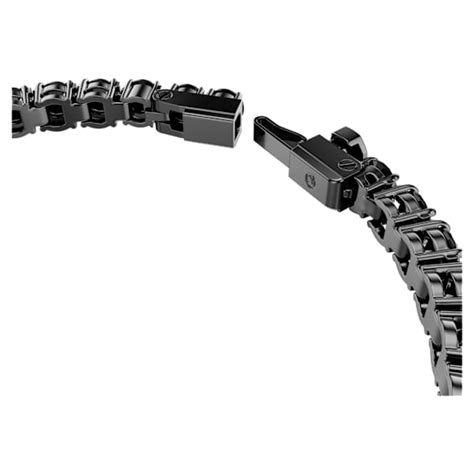Matrix Tennis bracelet, Round cut, Black, Ruthenium plated | Swarovski