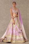 Buy Purple Silk, Organza Embroidery V-neck Anar Phool Patchwork Lehenga ...