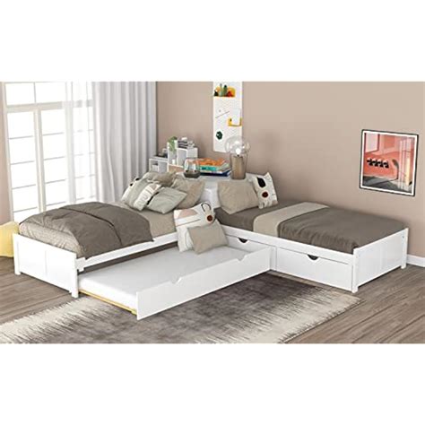 Merai L-Shaped Corner Platform Beds with Trundle and | Ubuy India
