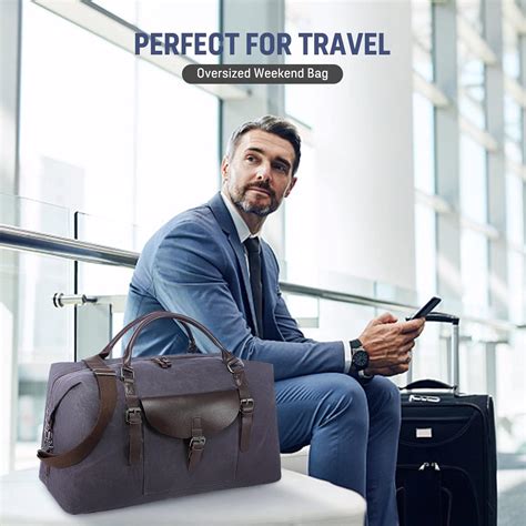Buy Realer Canvas Weekender Bag, Womens Overnight Bag Carryon Weekend ...