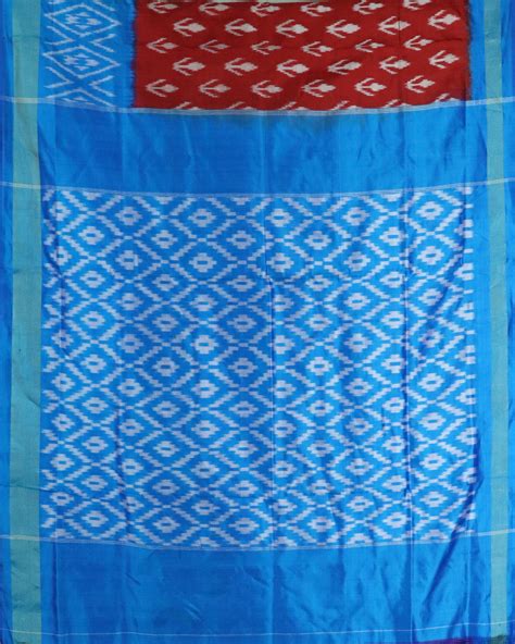 Carmine red color Pochampally Silk Sarees – TGSCO Handlooms