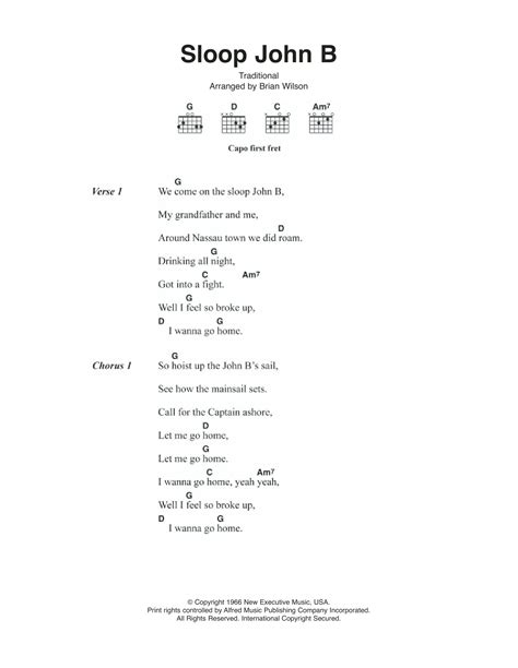Sloop John B by The Beach Boys - Guitar Chords/Lyrics - Guitar Instructor