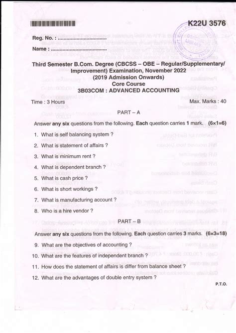 Advanced Accounting Core course 2019 admn Onwards 3rd Sem B Com - Studocu
